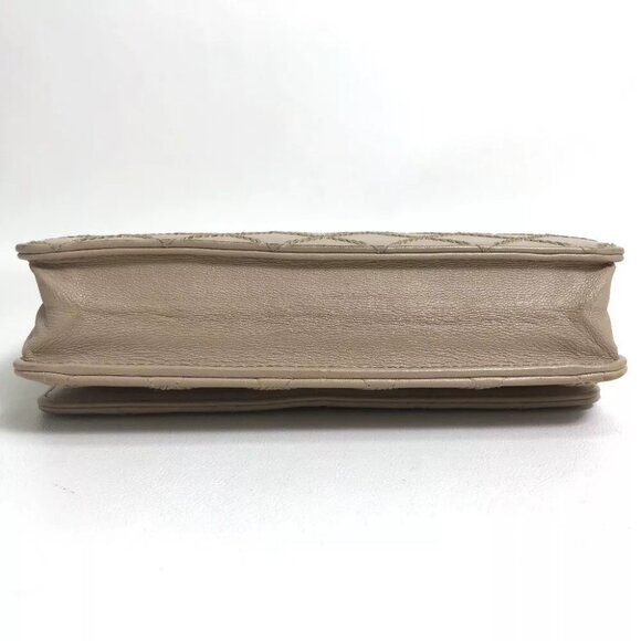 CHANEL Matelasse design Chain wallet Shoulder Bag Long Wallet Lambskin Beige - Picture 5 of 16